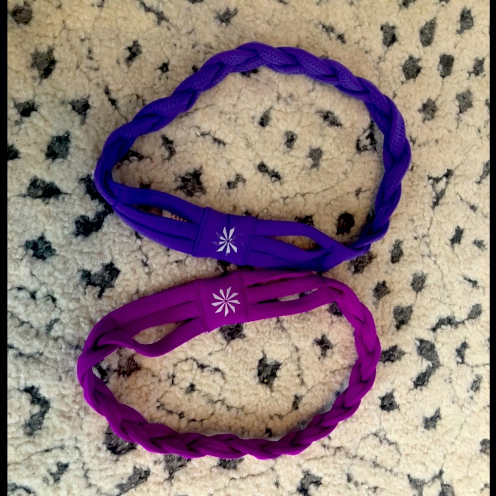 2 Braided Athleta Headband Lot! Both EUC. Purple and Violet.